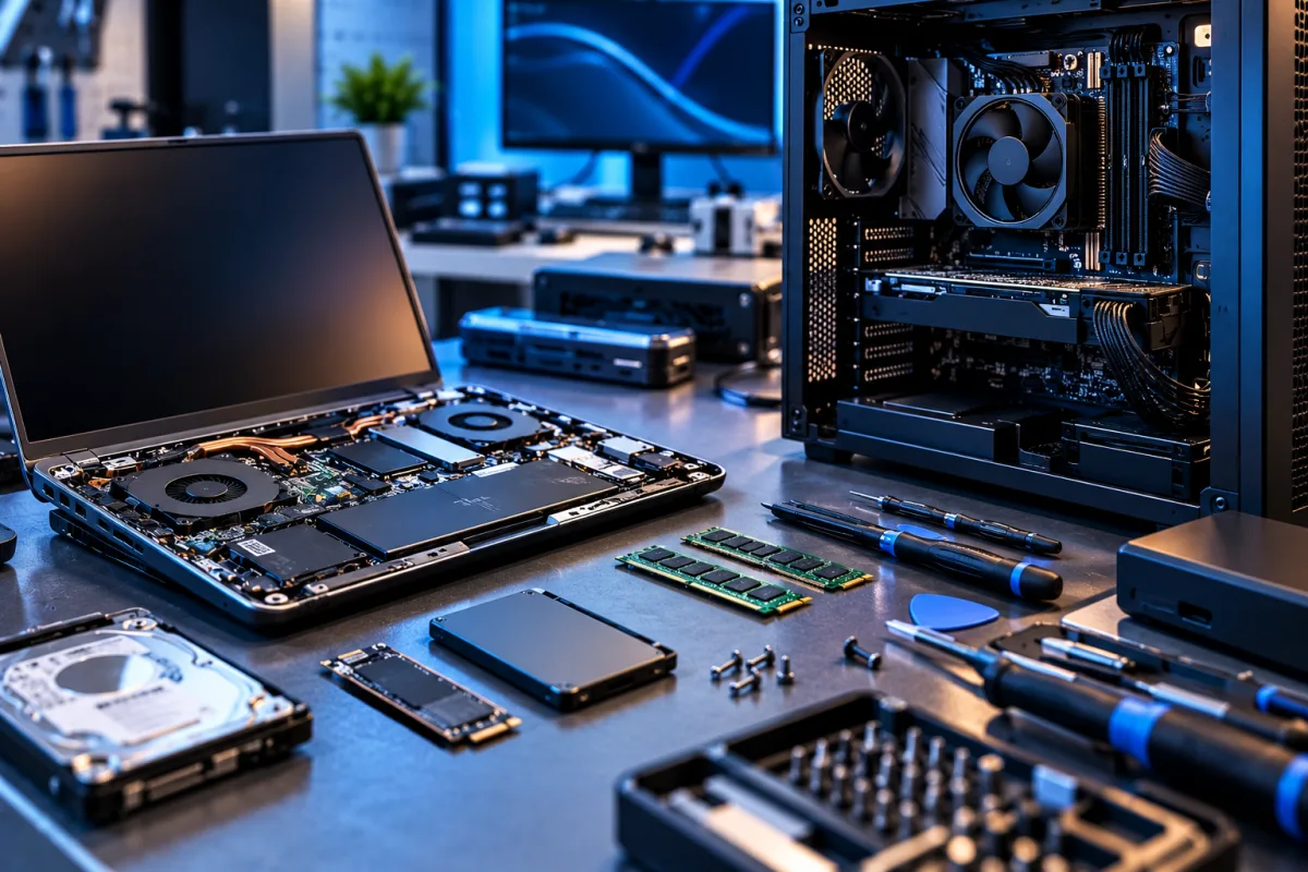 Portátil com código de programação no ecrã